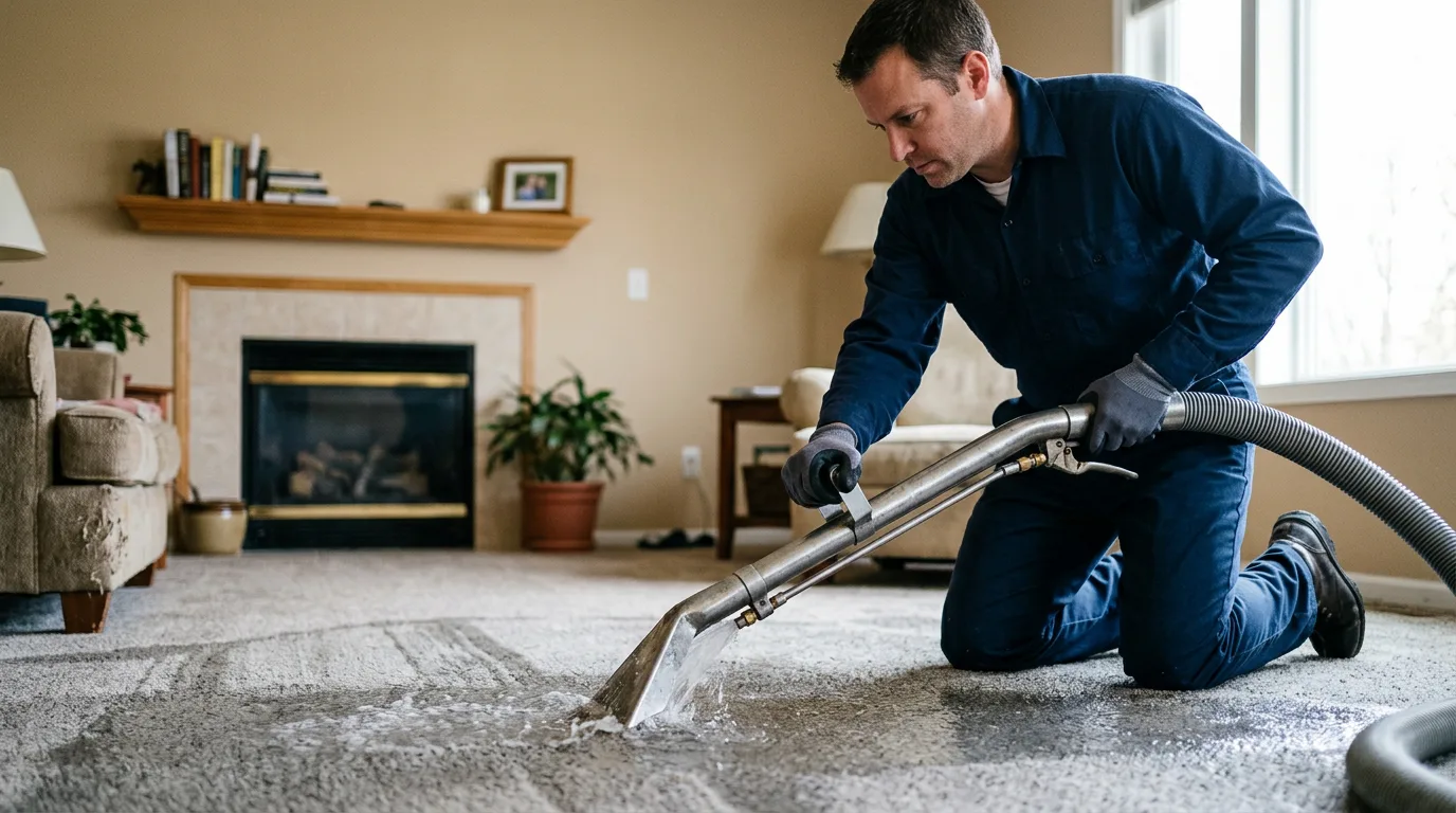 Water damage restoration technician working near Vesta, MN